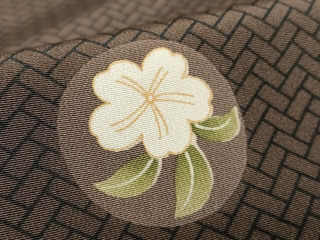 平和屋着物○上質な小紋 摺り型友禅 草花丸文 金彩 正絹 逸品 AAAT0219zg