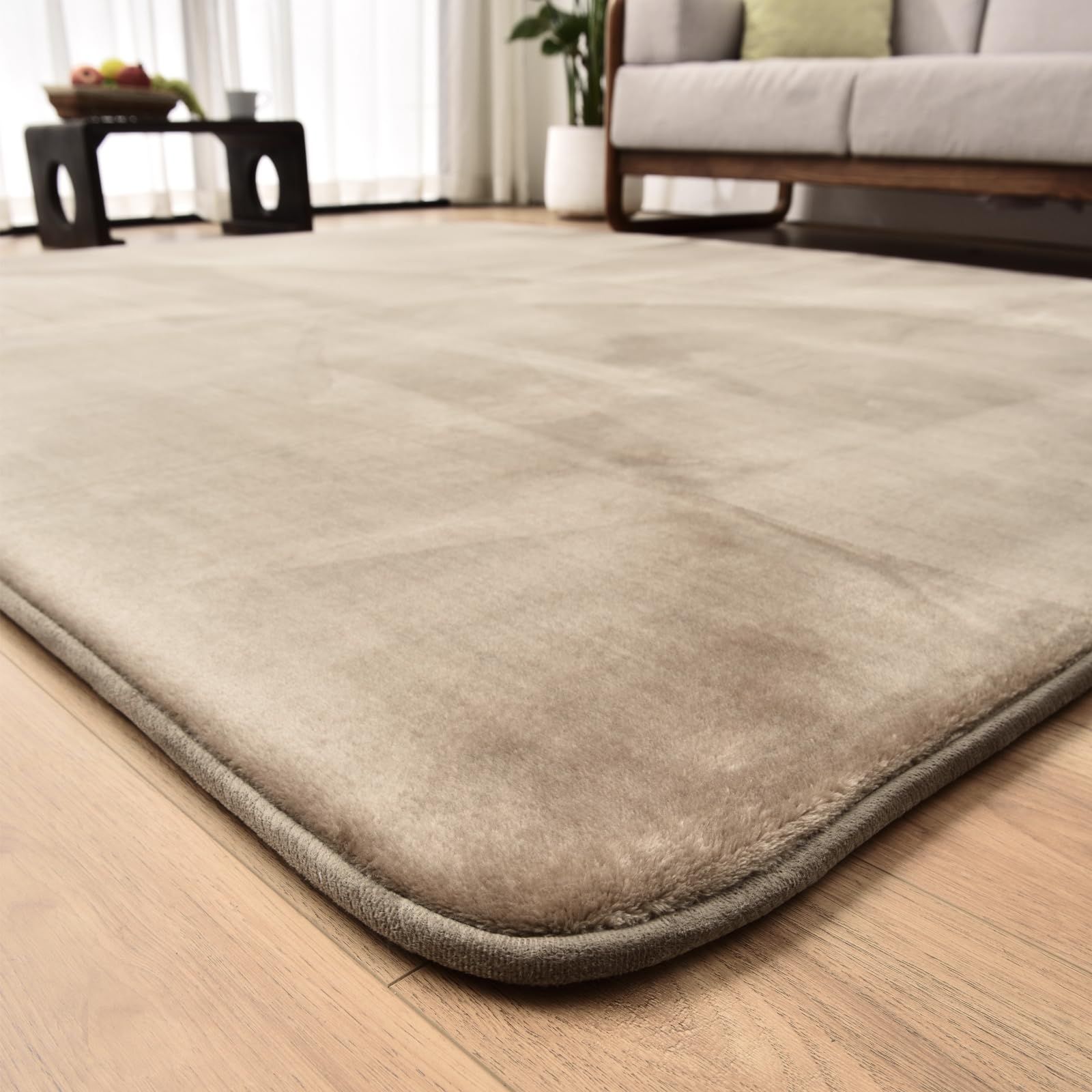 カーペット 厚 ラグ 3畳 厚手30 mm 185×240 cm ラグマット 冬 床暖房対応カーペット 厚め 洗える 滑り止め付 じゅうたん 防ダニ 抗菌 オールシーズン フランネル ブラウン