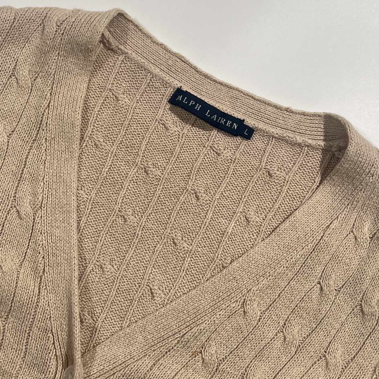 00s リネン混 RALPH LAUREN ラルフローレン ケーブル編み 半袖