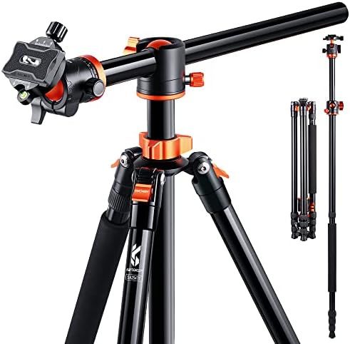 K-F Concept 三脚 一眼レフ 238cm 4段 カメラ 三脚 49CM横軸 俯瞰 360度回転 中心軸倒置 一脚可変 アルミ 軽量 コンパクト 低重心自由雲台 クイックシュー ナットロック式 S254T