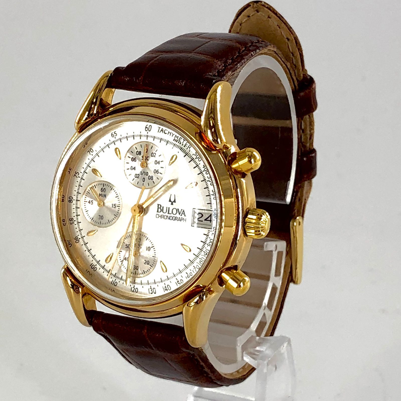 美品】BULOVA ブローバ メンズ腕時計 クロノグラフ 稼働品 箱付 BULOVA 