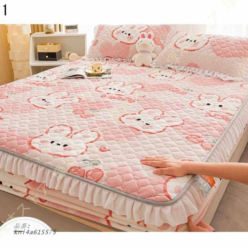 冬 敷きパット 吸水 速乾 ボックスシーツ シングル 洗える 秋 敷きシーツ 春 夏 ベッドパッド 軽量 爽やか 吸湿 パッドシーツ 綿 かわいい柄 敷パッド kni4a615575