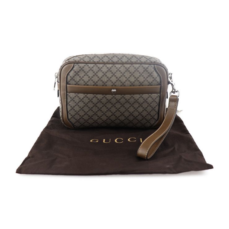 GUCCI グッチ クラッチバッグ 267921 493075 PVC レザー ブラウン系 ディアマンテ 【本物保証】