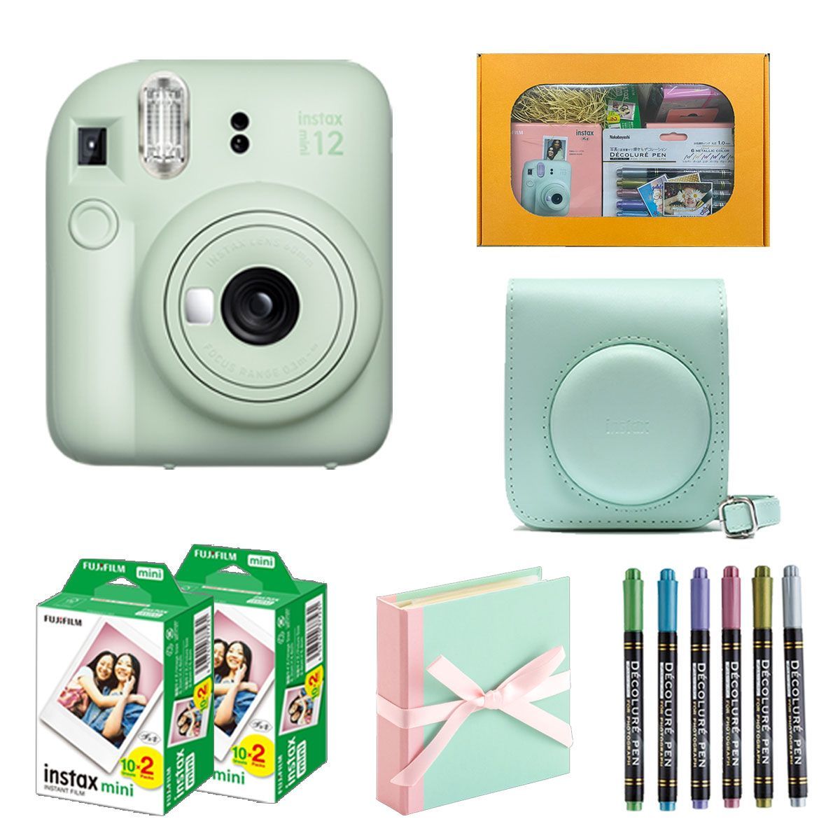 【ギフト チェキ】富士フィルム チェキ インスタントカメラinstax mini12【ミントグリーン】カメラケース付きギフトBOXセット