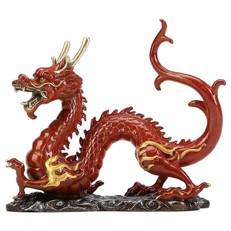 龍 ドラゴン 置物 レッド 赤 ホワイト 白 オブジェ 風水 開運 縁起 