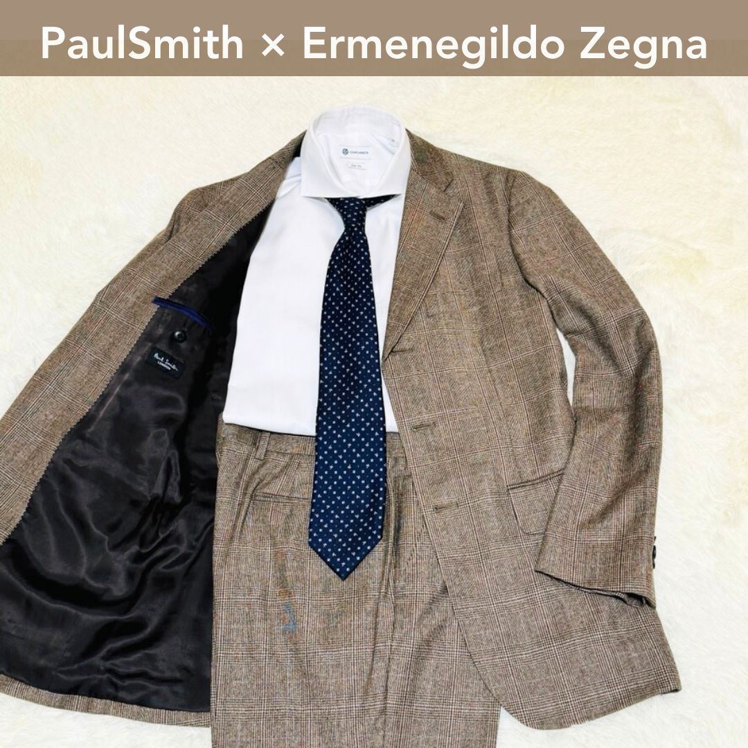 その他PAUL SMITH LONDONポールスミス ロンドン 高級イタリア製Ermenegildo Zegnaゼニア生地ウールストライプテーラードジャケット【M】【MJKA72563】