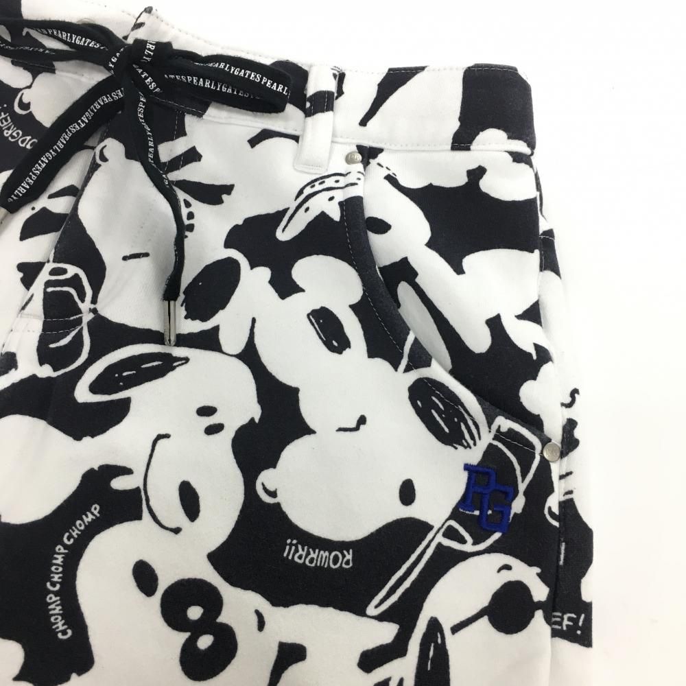 新品未使用　パーリーゲイツ　スヌーピー  スカート　裏起毛 パーリーゲイツ×PEANUTS スカート 黒×白 スヌーピー総柄 裏起毛