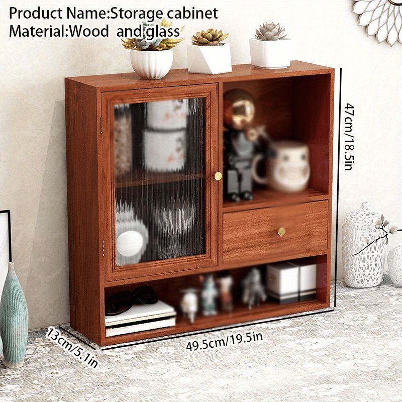 ガラス棚　木製　引き出し付き　レトロ　家具 ガラス棚木製引き出し付きレトロ家具