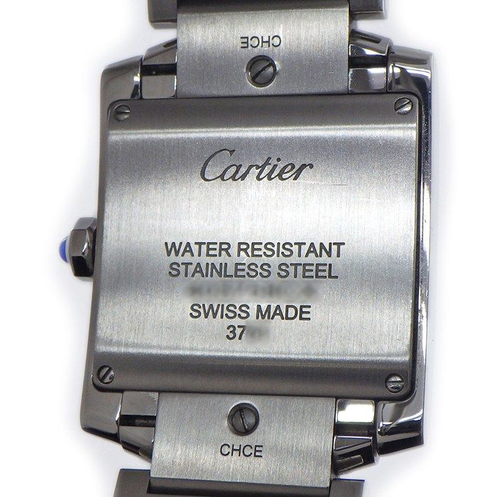 カルティエ Cartier 腕時計 タンクフランセーズMM W4TA0009 ダイヤベゼル スクエア アイボリー文字盤 ローマンインデックス SS クオーツアナログ 【箱・保付き】 【中古】 Cartier（カルティエ） タンクフランセーズMM ダイヤベゼル W4TA0009