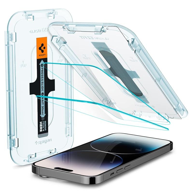 Spigen EZ Fit ガラスフィルム iPhone 14 Pro 用 貼り付けキット付き センサー保護タイプ iPhone14Pro 対応 保護 フィルム 2枚入 0