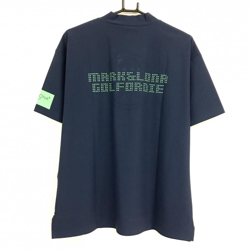 新品】マークアンドロナ 半袖ハイネックシャツ ネイビー ロゴ白 新品】マークアンドロナ 半袖ハイネックシャツ ネイビー ロゴ白