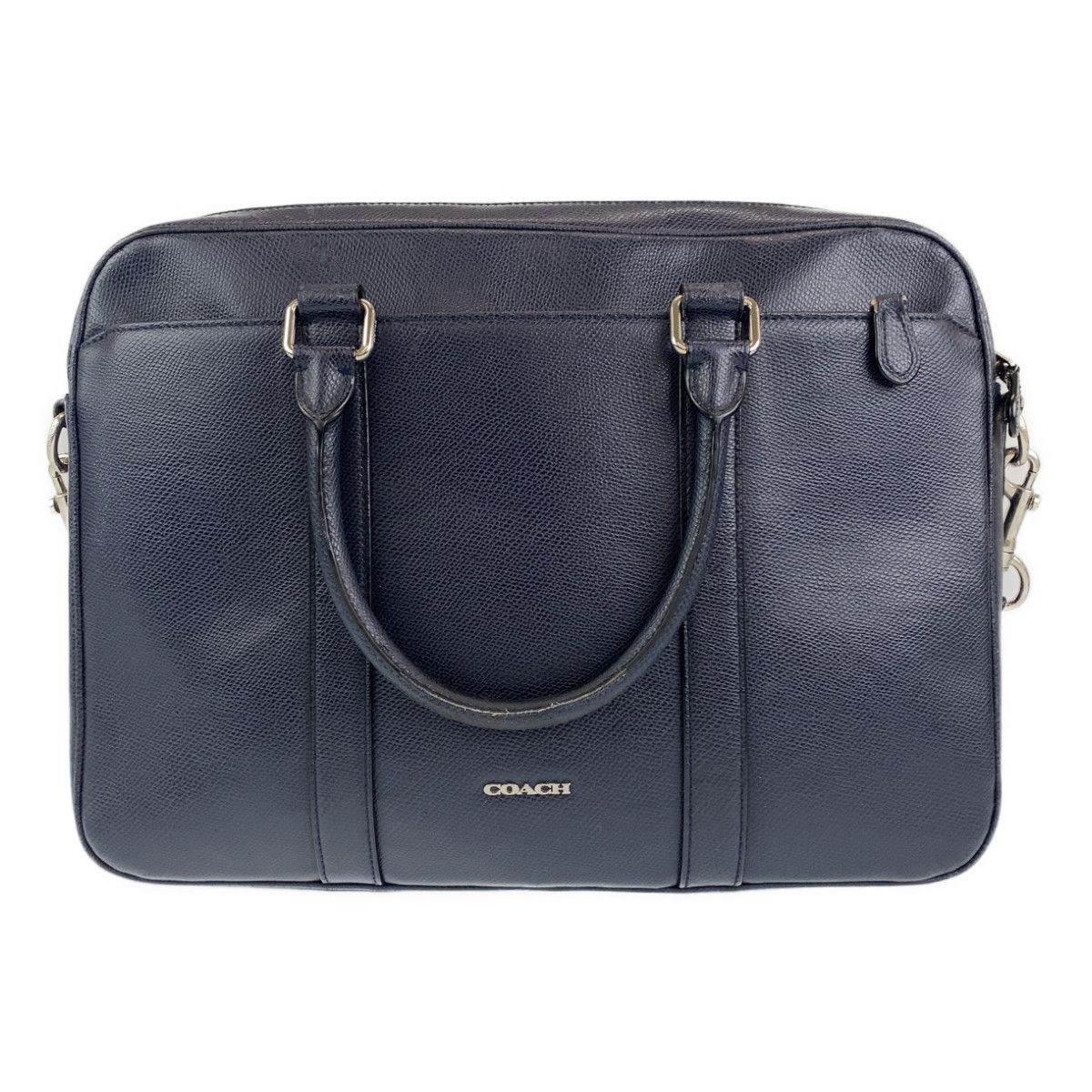 COACH コーチ ネイビー 紺 シルバー金具 PVC ビジネスバッグ ブリーフ