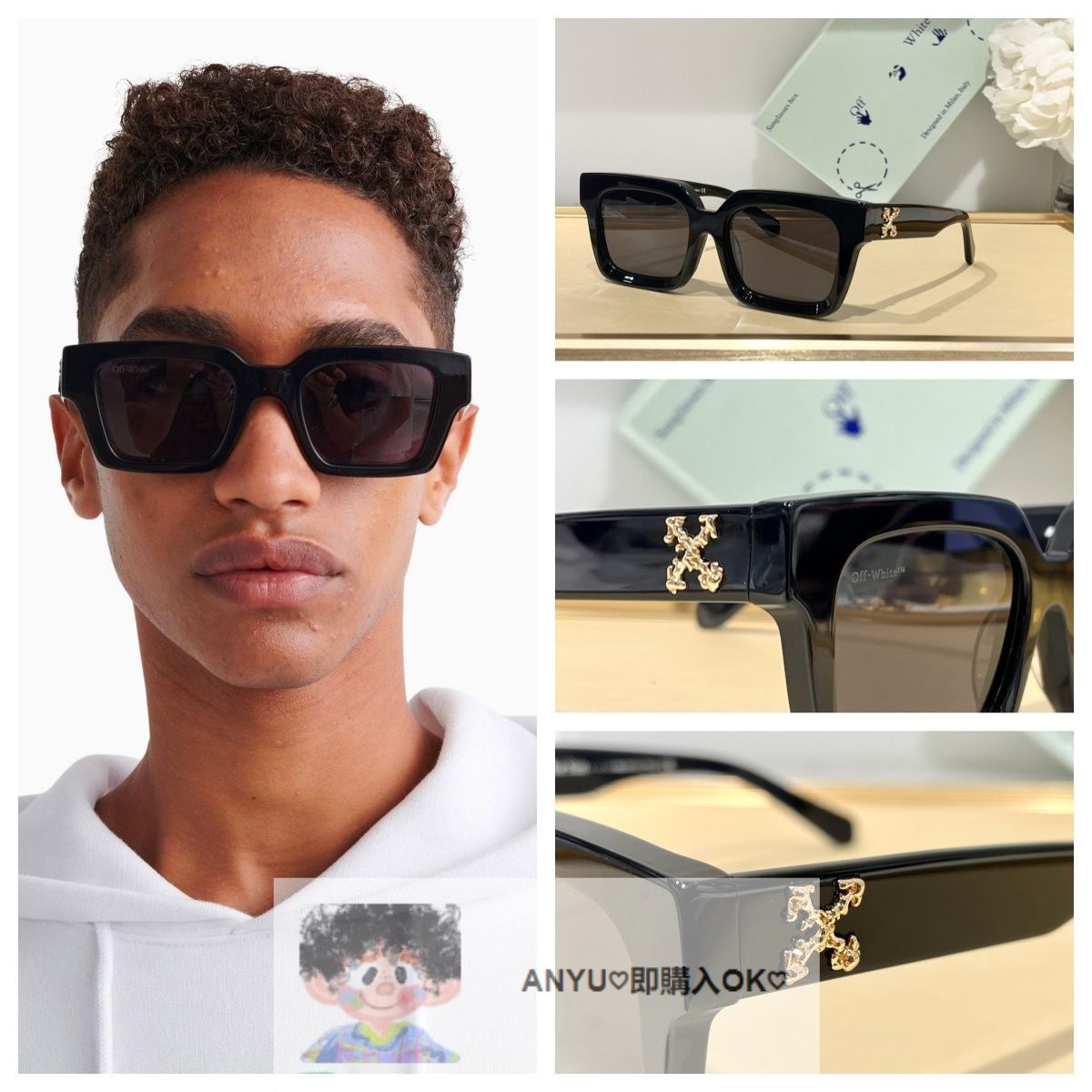 OFF-WHITE オフホワイト サングラス メガネ ARTHUR SUGLASSES ブラックゴールド - メルカリ