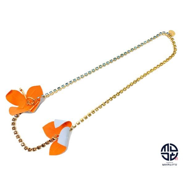 MARNI マルニ 花モチーフ フラワー ラインストーン ゴールド金具 