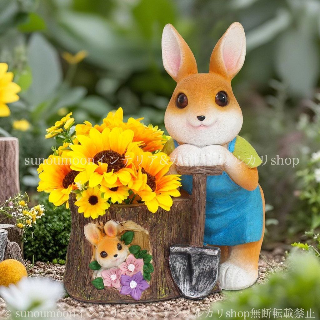 インテリア 鉢植え ラビット ガーデンオーナメント アニマル お洒落 ガーデン 樹脂 植木鉢 小動物 かわいい ガーデン雑貨 ガーデニング 雑貨 ガーデンオブジェ 庭の装飾 プランター おしゃれ ガーデンインテリア うさぎ 8-14