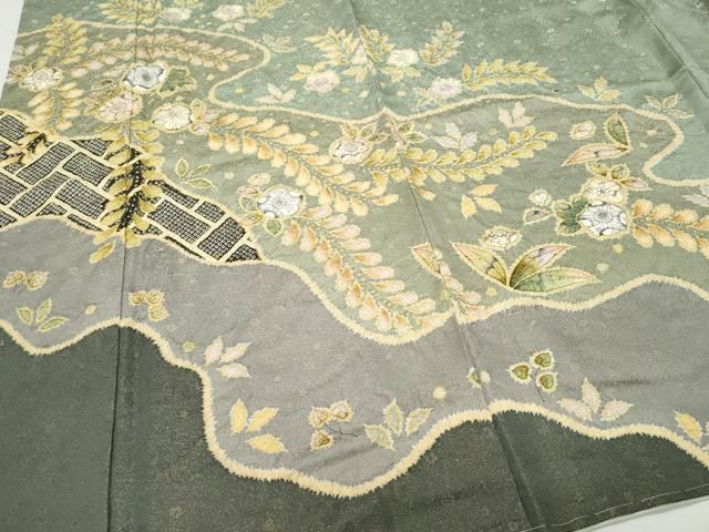 平和屋着物○越後十日町の一流染匠 桐屋・翠山工房 訪問着 辻が花 金