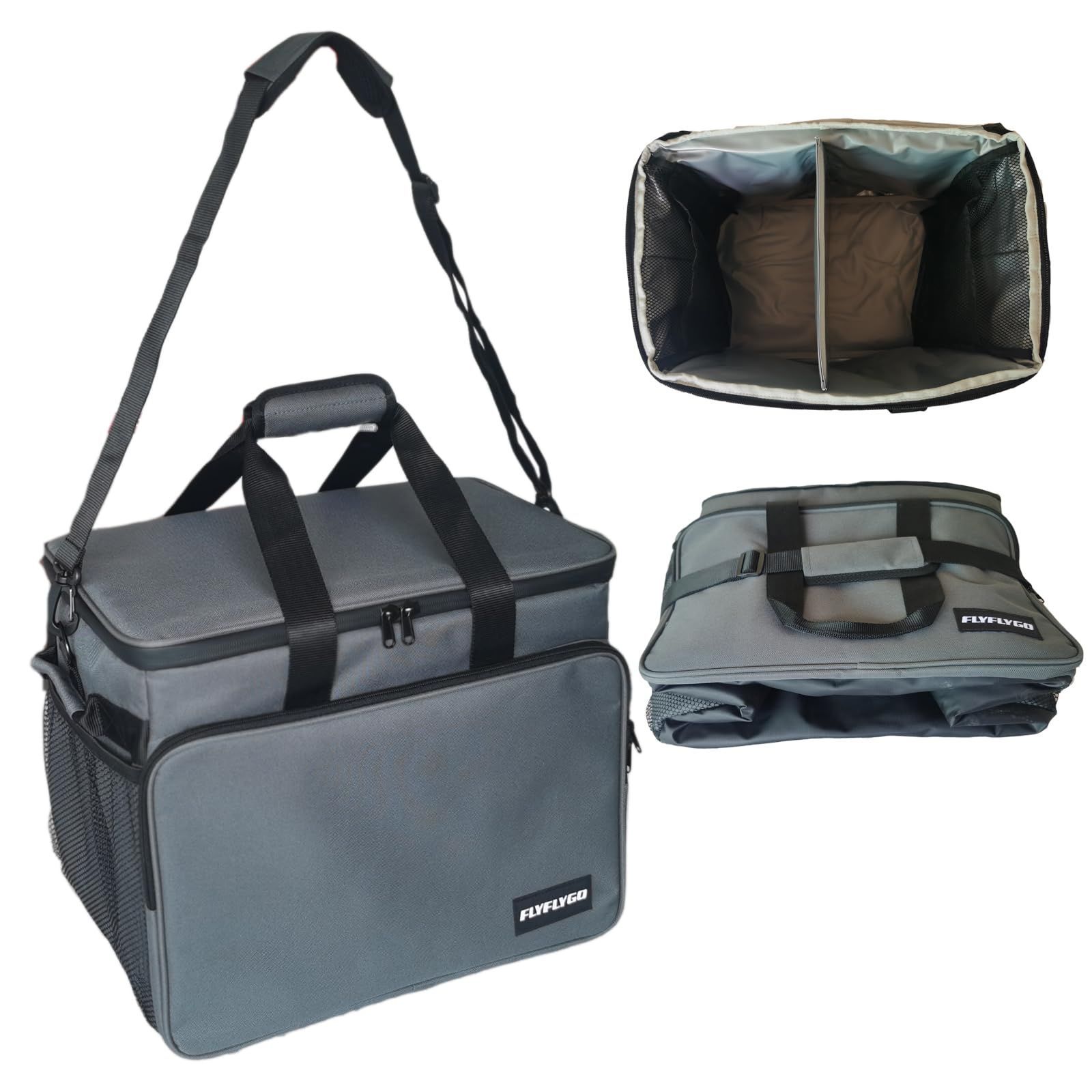 Color グレー FLYFLYGO クーラーボックス クーラーバッグ 大容量 37L 保冷バッグ 厚断熱材 保冷 保温 ソフトタイプ ソフトクーラー 軽量 折り畳み収納 グレー