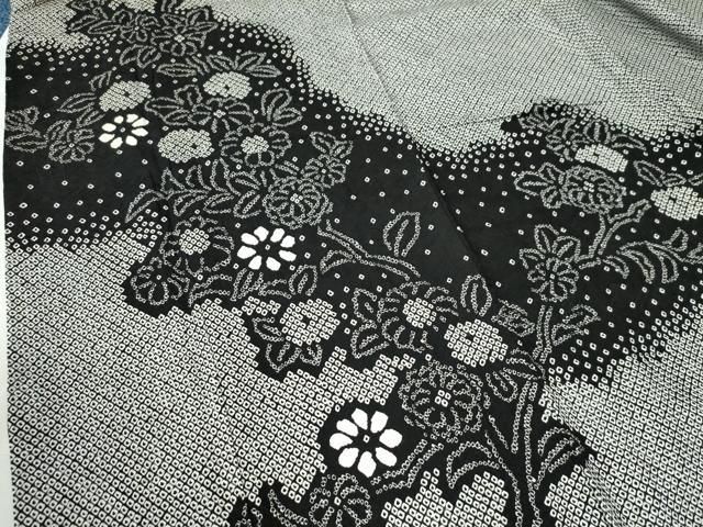 平和屋着物○訪問着 総絞り 草花文 黒地 正絹 逸品 CAAU2040yc - メルカリ