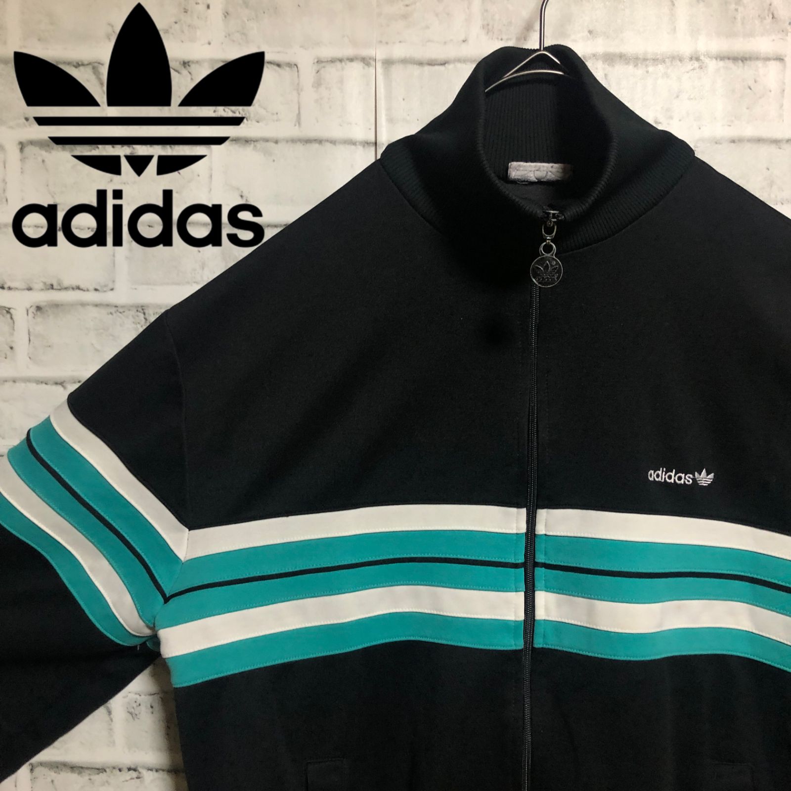 80s⭐️adidas トラックジャケット/ジャージ M 刺繍トレファイル 