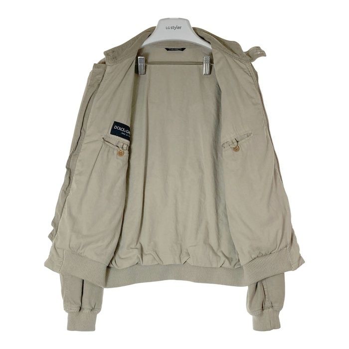 DOLCE & GABBANA ベージュデニムジャケット ☆DOLCE&GABBANA ドルチェアンドガッバーナ ジップアップ リブ デニム