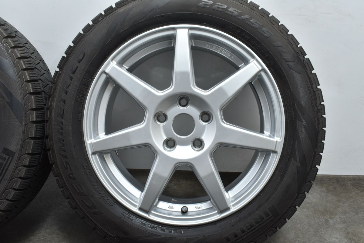 【良好品】テクマグ 17in 7J +52 PCD112 ピレリ アイスアシンメトリコ 225/55R17 ミニ クロスオーバー F60 X1 F48 F49 X2 F39 送料無料