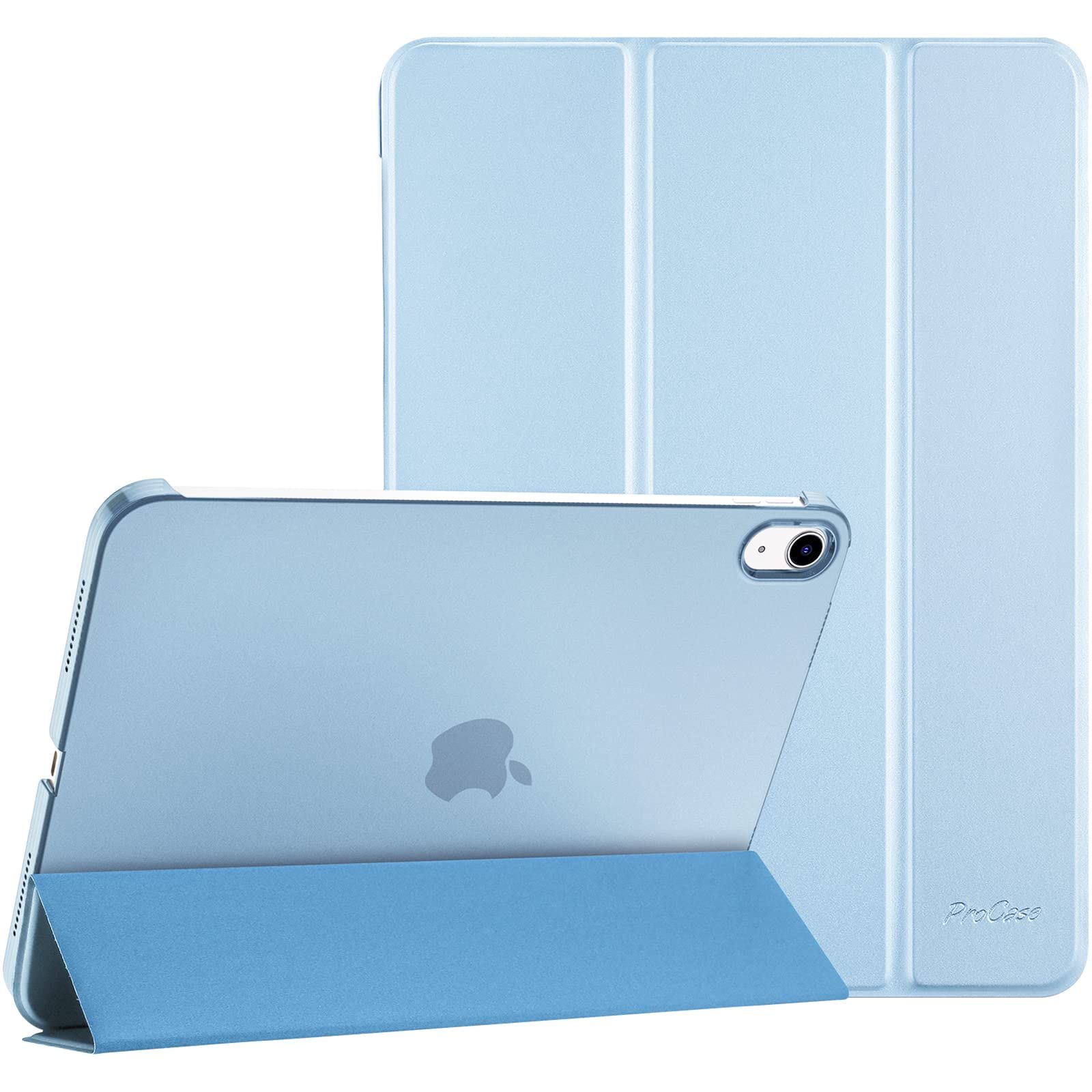 【新着商品】ProCase iPad 10世代 ケース 2022 10.9インチ A2696 A2757 A2777 軽量 耐衝撃 三つ折り スタンド スマートカバー（スカイブルー）