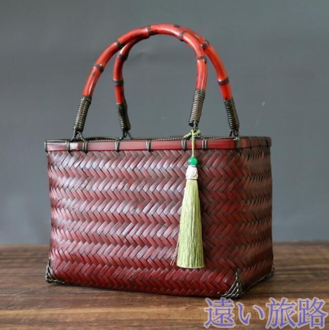 特売☆手作り 竹編細工籠 茶道具 収納する 竹細工 工芸品（収納