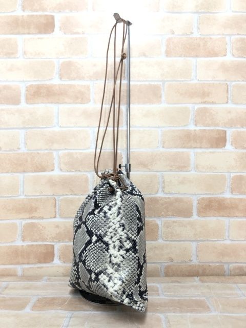 【中古】 Beaure ビュレ 2WAY ミニトートバッグ パイソン柄 グレー×ブラック  111404660