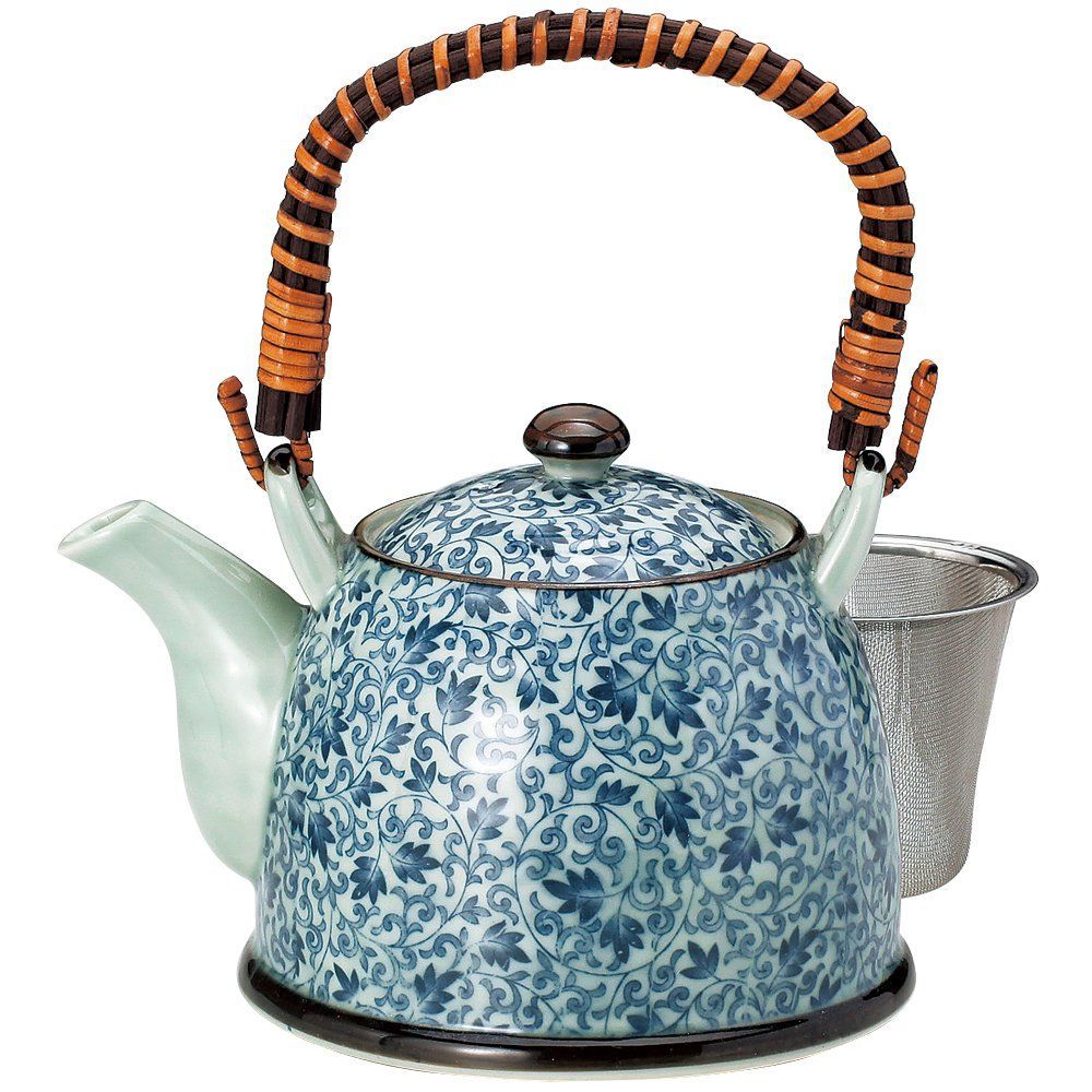 山下工芸 急須 磁器 21×10.5×13.5cm 1500cc 古染ツル唐草 8号土瓶 U 15029210