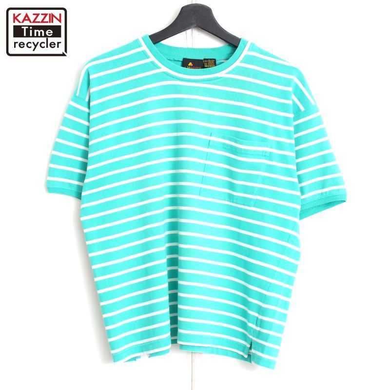 90s vintage Liz sport ボーダー柄 ポケット付き 半袖Ｔシャツ メンズ 表記Lサイズ