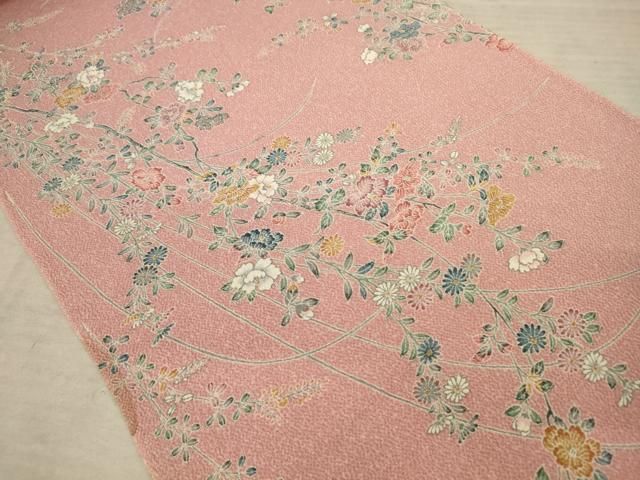 7350☆送料込み❣️正絹 小紋 着尺 花百彩 反物❣️ 平和屋着物▽小紋 反物 着尺 草花文 正絹 逸品 未使用