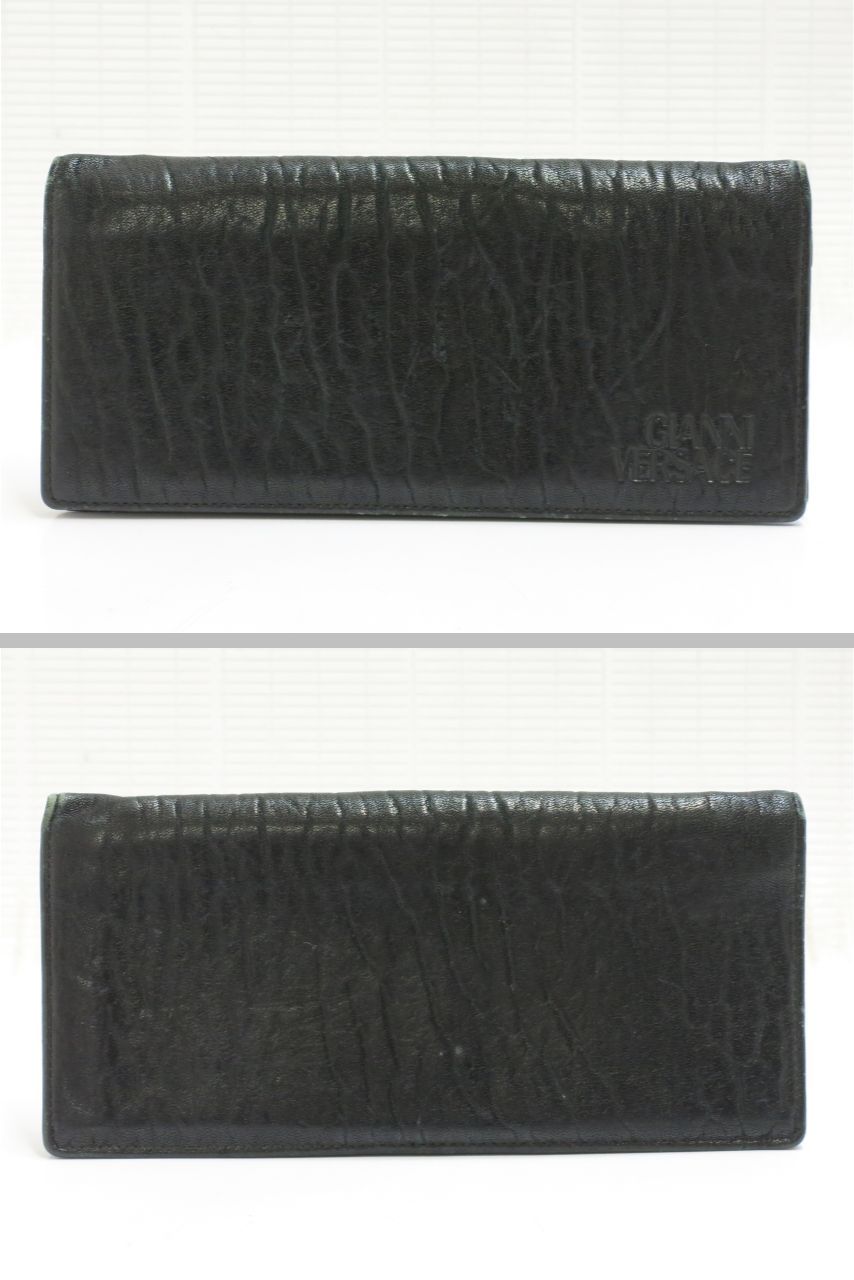 ヴェルサーチ 二つ折り長財布 黒 レザー GIANNI VERSACE ヴェルサーチ 二つ折り長財布 黒 レザー GIANNI VERSACE