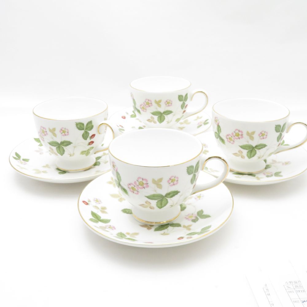 WEDGWOOD ウェッジウッド ワイルドストロベリー ティーカップ＆ソーサー 4客 セット リー 花柄 紅茶 英国 SU11890R1