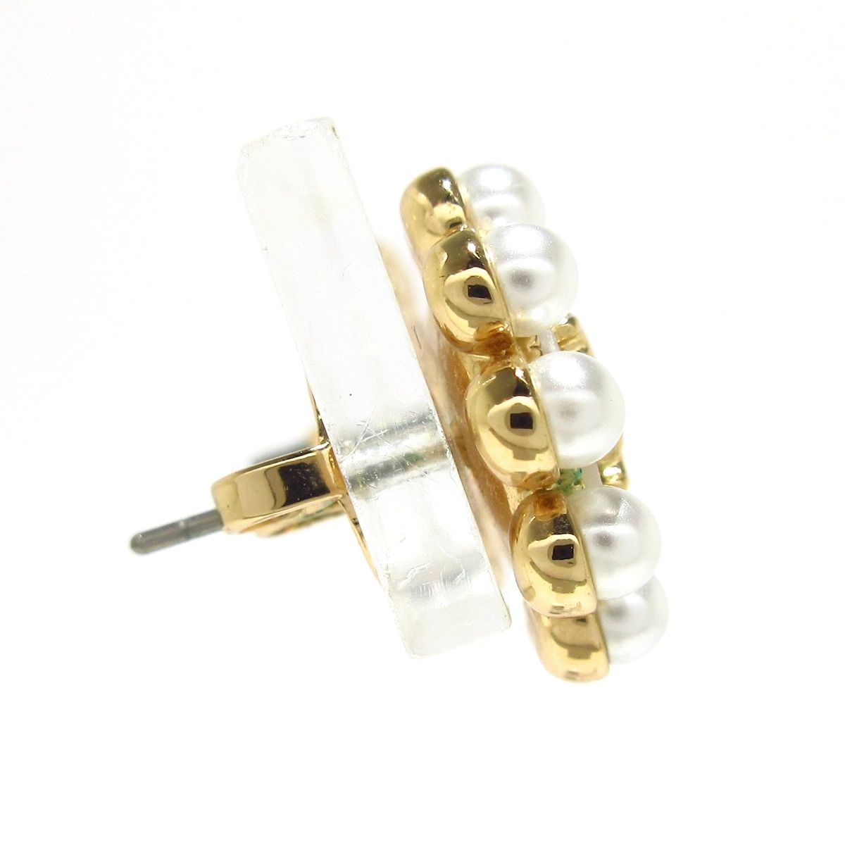 TORY BURCH トリーバーチ ピアス - ゴールド×アイボリー ロゴ パール