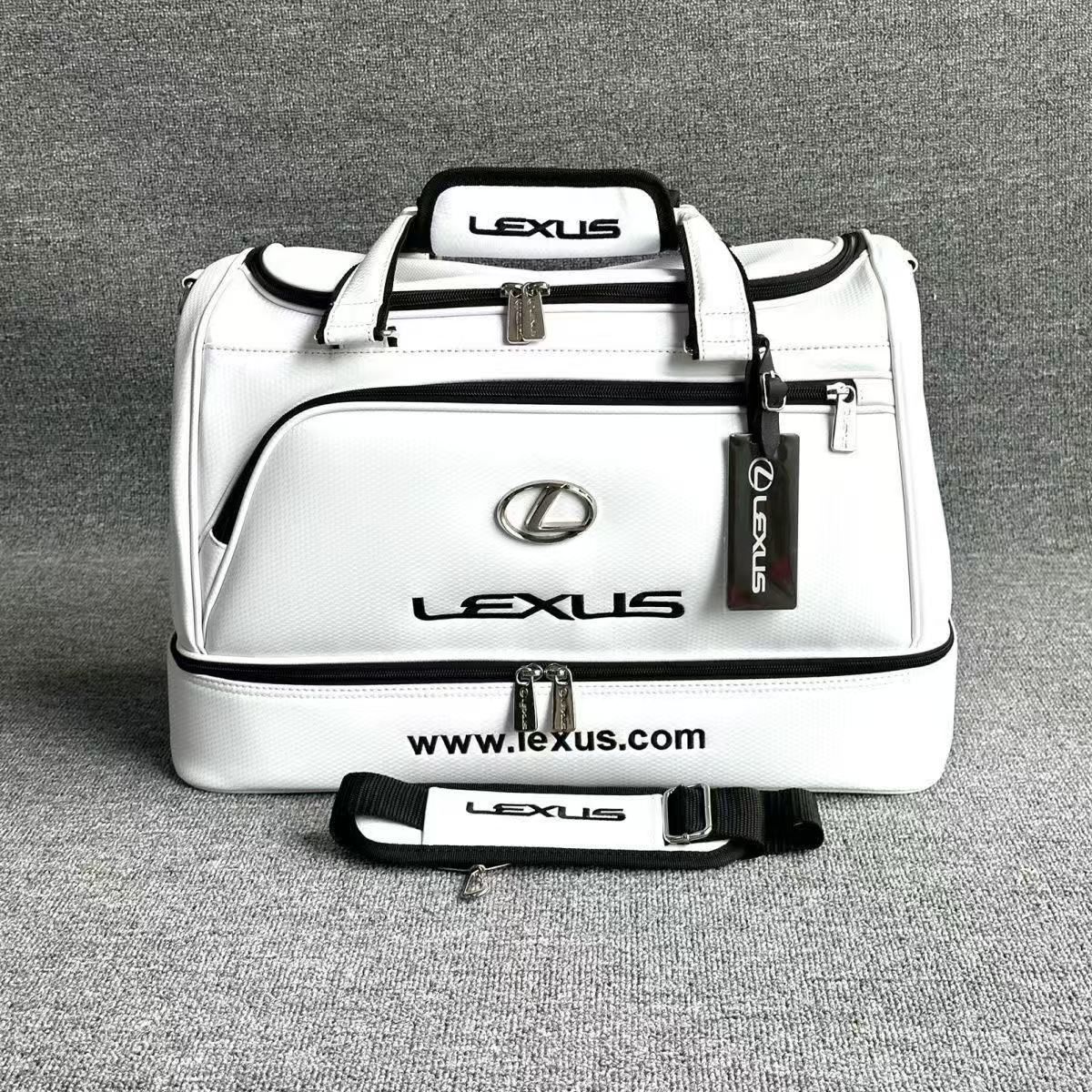 レクサス ゴルフウェアバッグ 大容量 防水 バックパック ショルダーバッグ 2層構造 ブラック&ホワイト ゴルフ ジム 旅行用