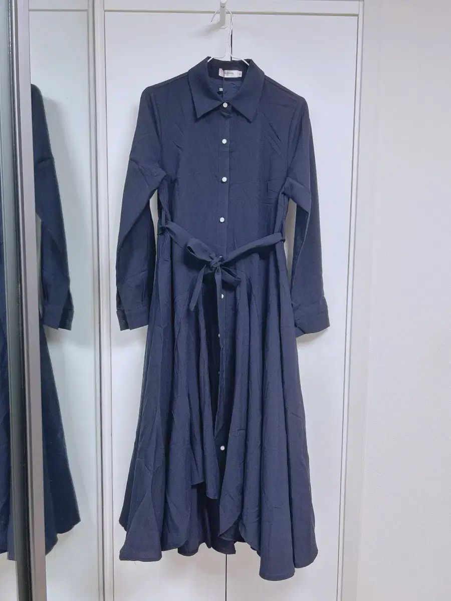 MAYOON ロング シャツ ONE PIECE S 標準丈 - ディープネイビー