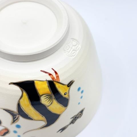 抹茶茶碗 抹茶碗 茶道具 茶碗 色絵 京焼 日本製 水族館の魚たち 加藤