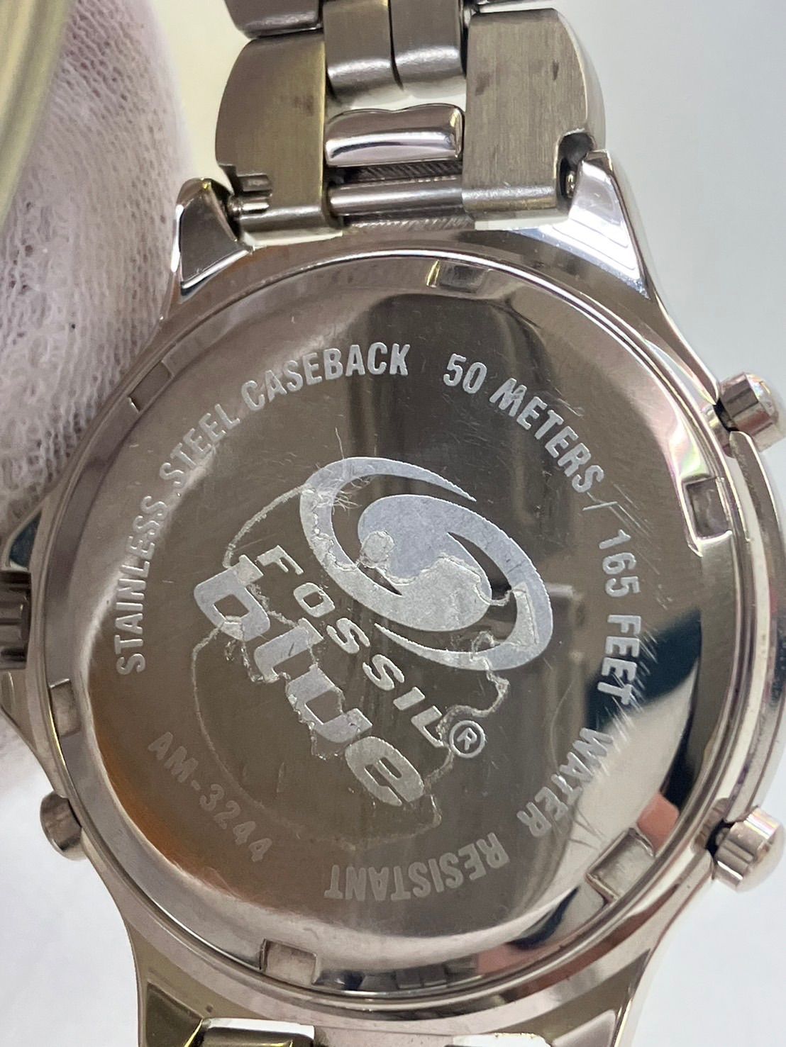 中古品】 FOSSILフォッシル blueブルー 50METER 腕時計 AM-3244 