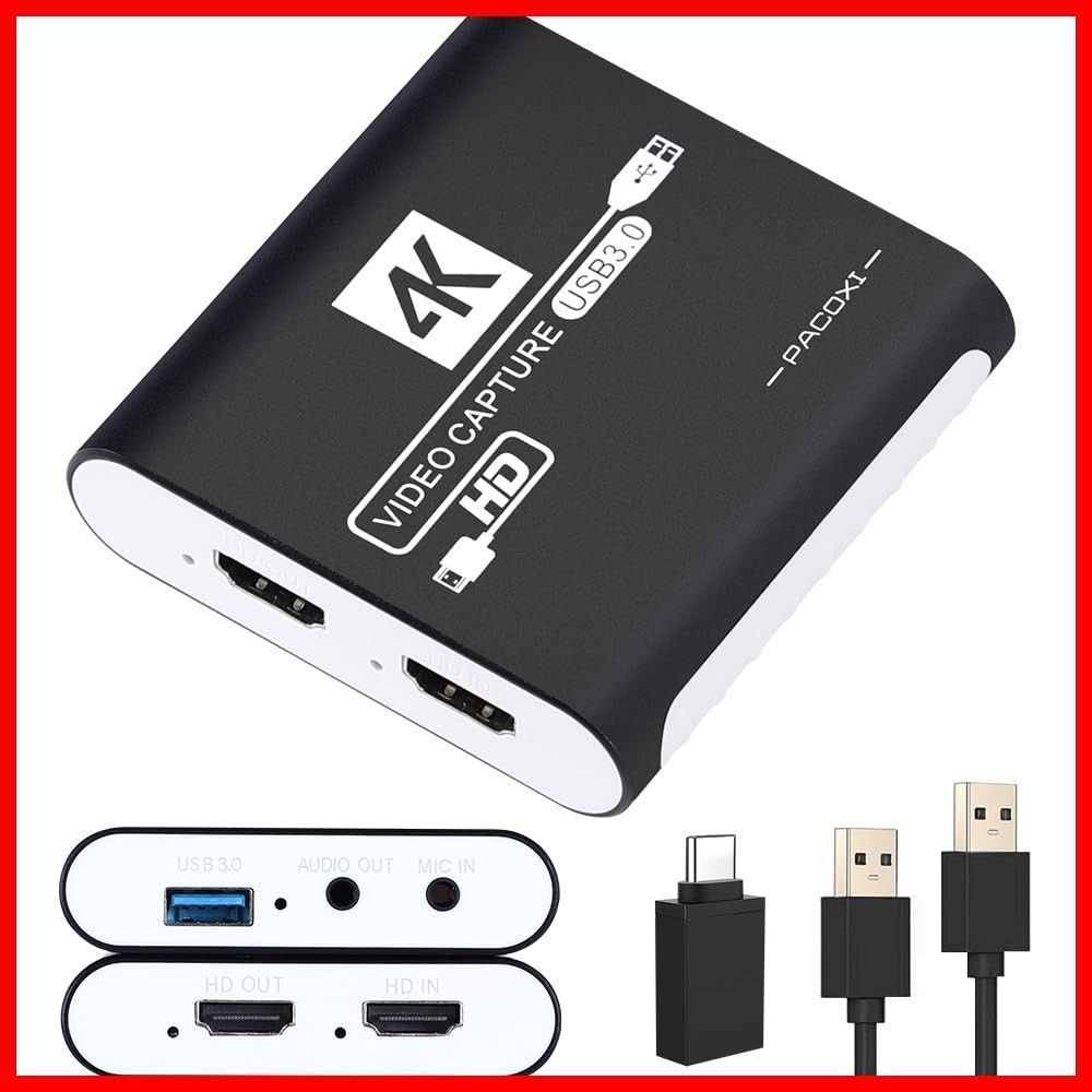 キャプチャーボード Switch対応 4K パススルー対応 1080P HDMI 60FPS USB 3.0 高速伝送 ビデオゲームキャプチャー ボード  PC/PS4/PS5/Xbox/Wii U/ウェブカメラ/スマートフォン対応 Windows 7/8/10 - メルカリ