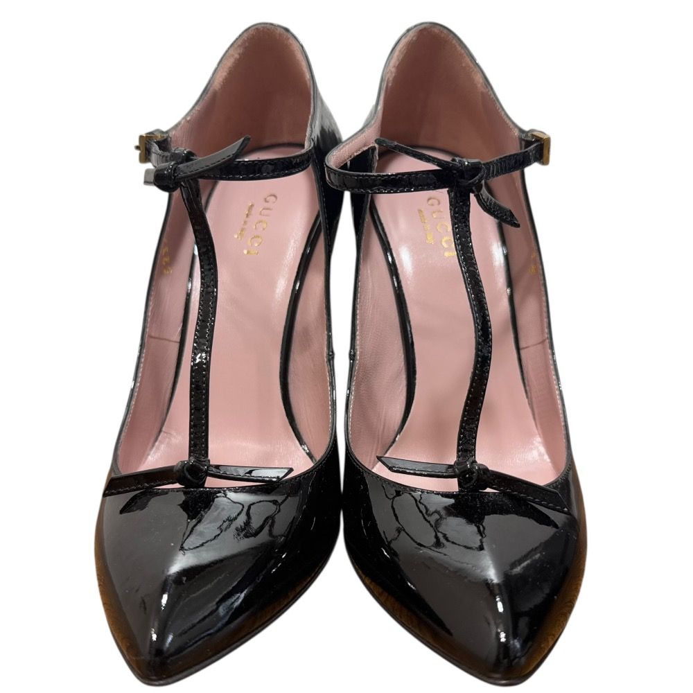 未使用 GUCCI グッチ パテントレザー ポインテッドトゥ パンプス