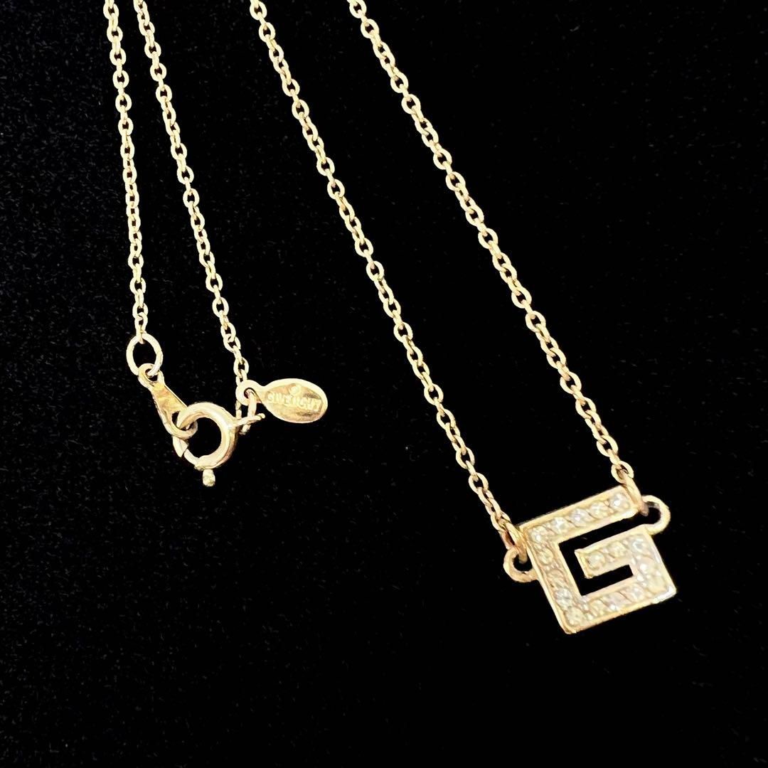 美品☆ GIVENCHY ジバンシー ネックレス Gロゴ ゴールド ライン 