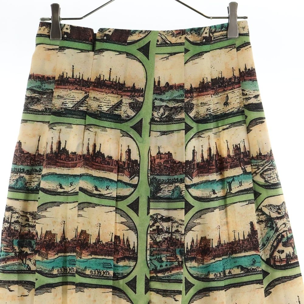 GUCCI (グッチ) 総柄 サイドジップ シルク プリーツ ロング スカート