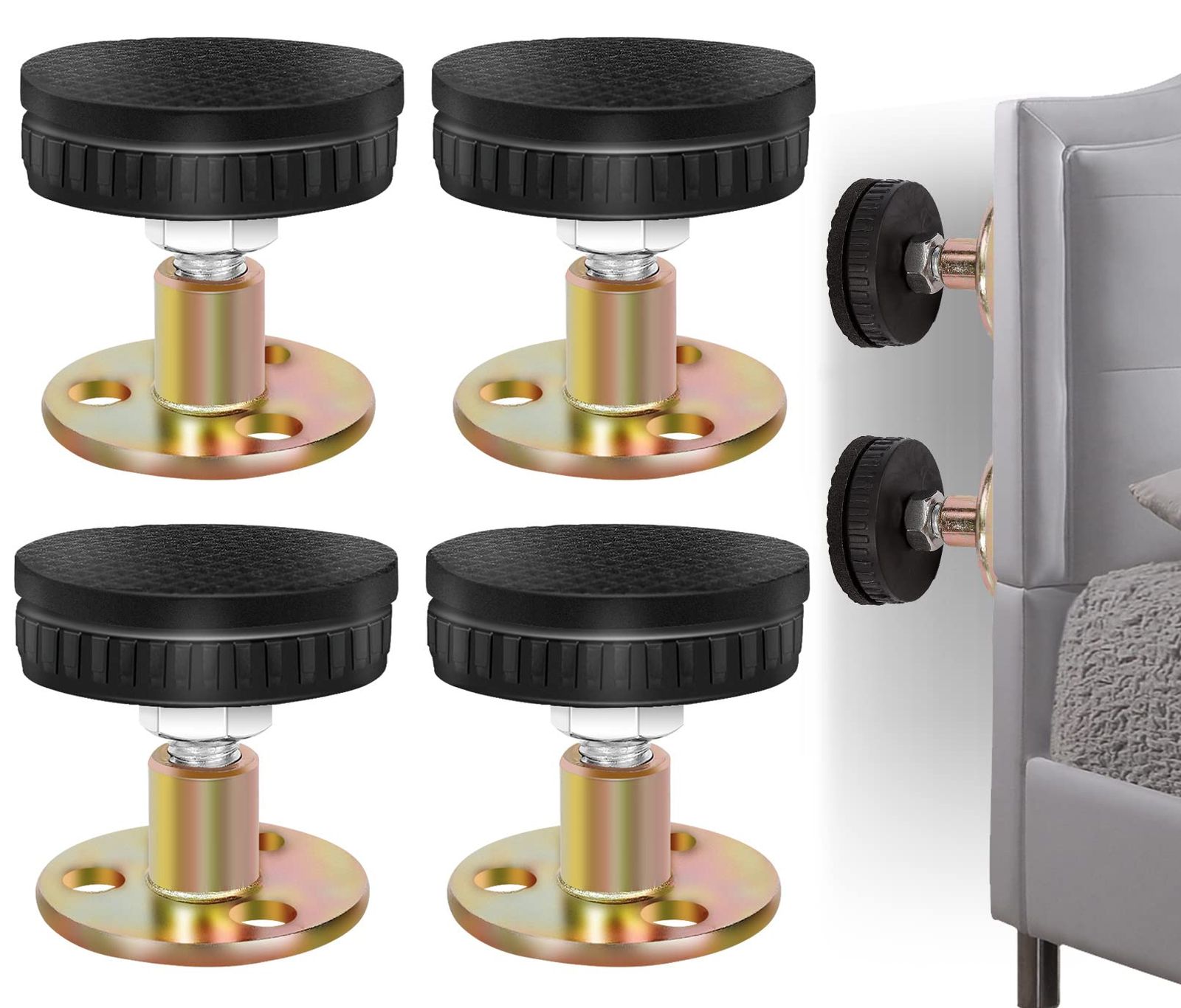 調節可能なねじ付きベッドフレーム 揺れ防止ツール ヘッドボードストッパー 固定具 揺れ防止ナット付き ベッドサイド 揺れ防止 伸縮サポートスタビライザー ベッドルーム ウォールキャビ