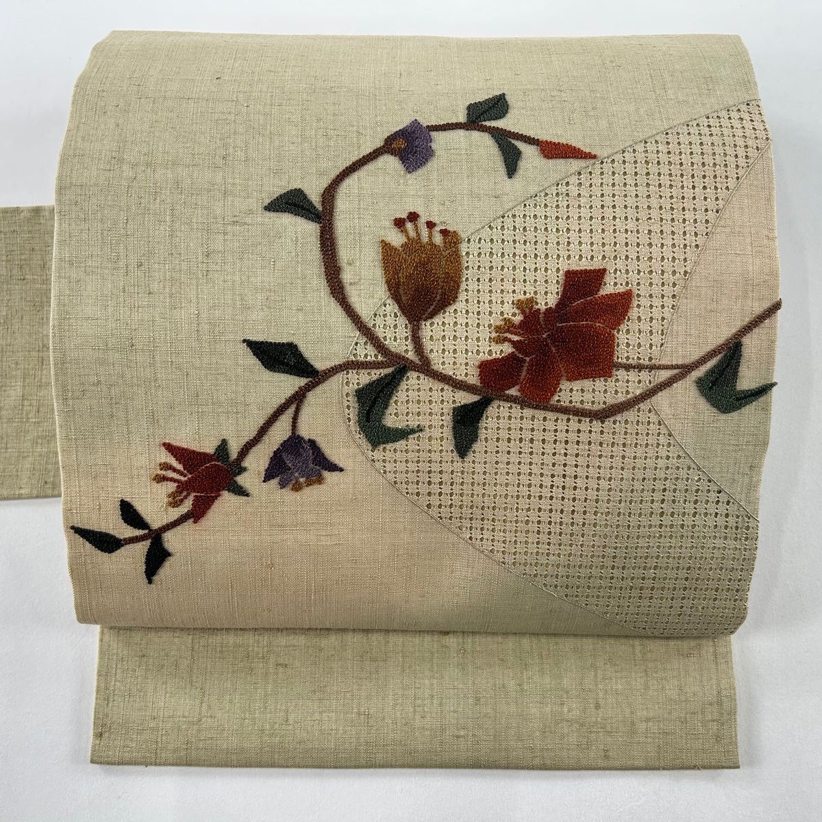 【中古品☆正絹】美品！夏用！紬生地！織り刺繍！名古屋帯 c7e730ab69b866dbdddd58f6ec91e6