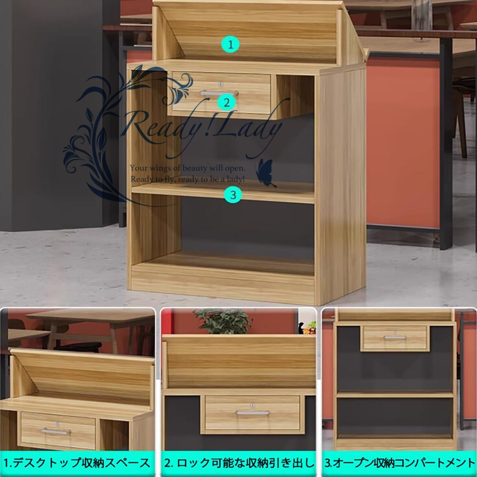 レジカウンター レジ 台 受付カウンター 80cm 組み立てレジ台 引き出し付き 木製 カウンターテーブル おしゃれ レジテーブル レセプショ レジ係カウンター スモールフロントデスク 80cm MARWIL-DEMENAGEMENTS_CH