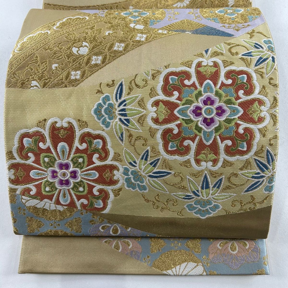 【超美品】花柄 金糸パステルカラー刺繍加工 ワイン色 袋帯 超美品】花柄 金糸パステルカラー刺繍加工 ワイン色 袋帯 レディース