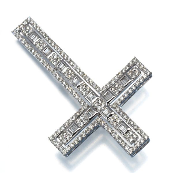 ダイヤ ダイヤモンド 1.93ct クロス ペンダントトップ K18WG 178434