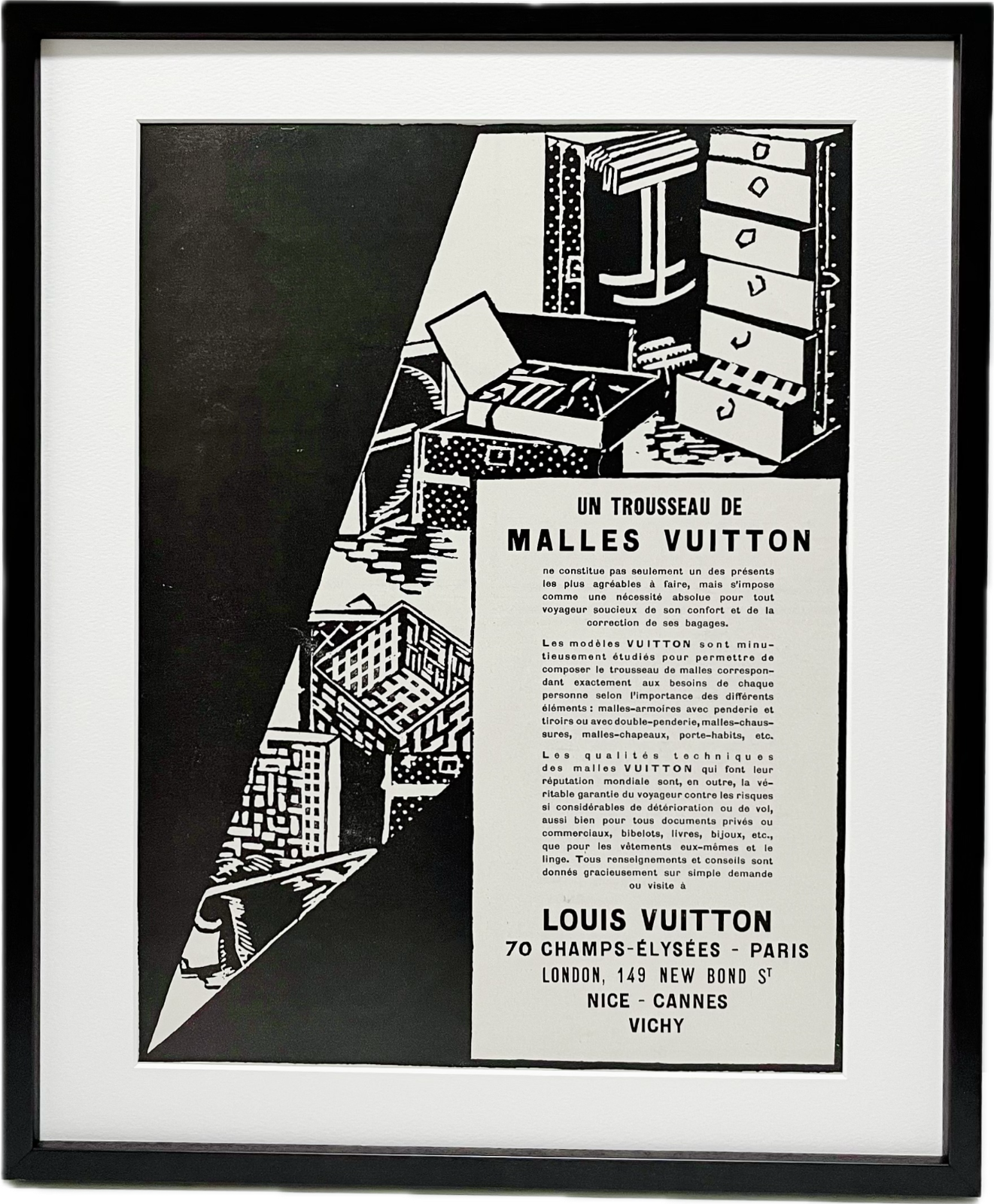 ＜1926  広告＞Louis Vuitton ルイヴィトン ポスター ヴィンテージ アートポスター フレーム付き 額縁 インテリア モダン おしゃれ かわいい 壁掛け ポップ レトロ モノトーン モノクロ