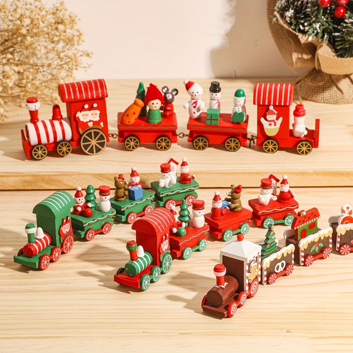 クリスマス 木製トレイン デコレーション オーナメント クリスマスオーナメント 木製ミニ列車オーナメント 木製