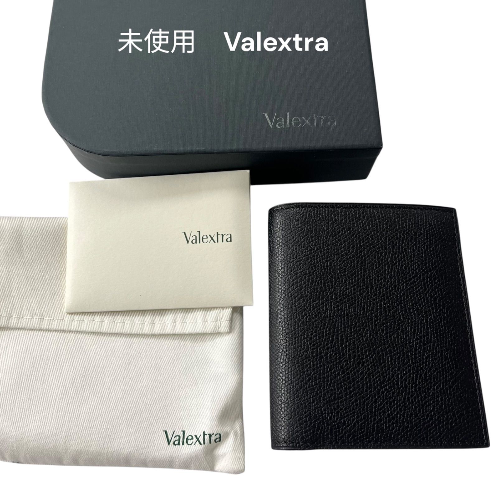 未使用 ヴァレクストラ Valextra コンパクト 二つ折り財布 レザー 